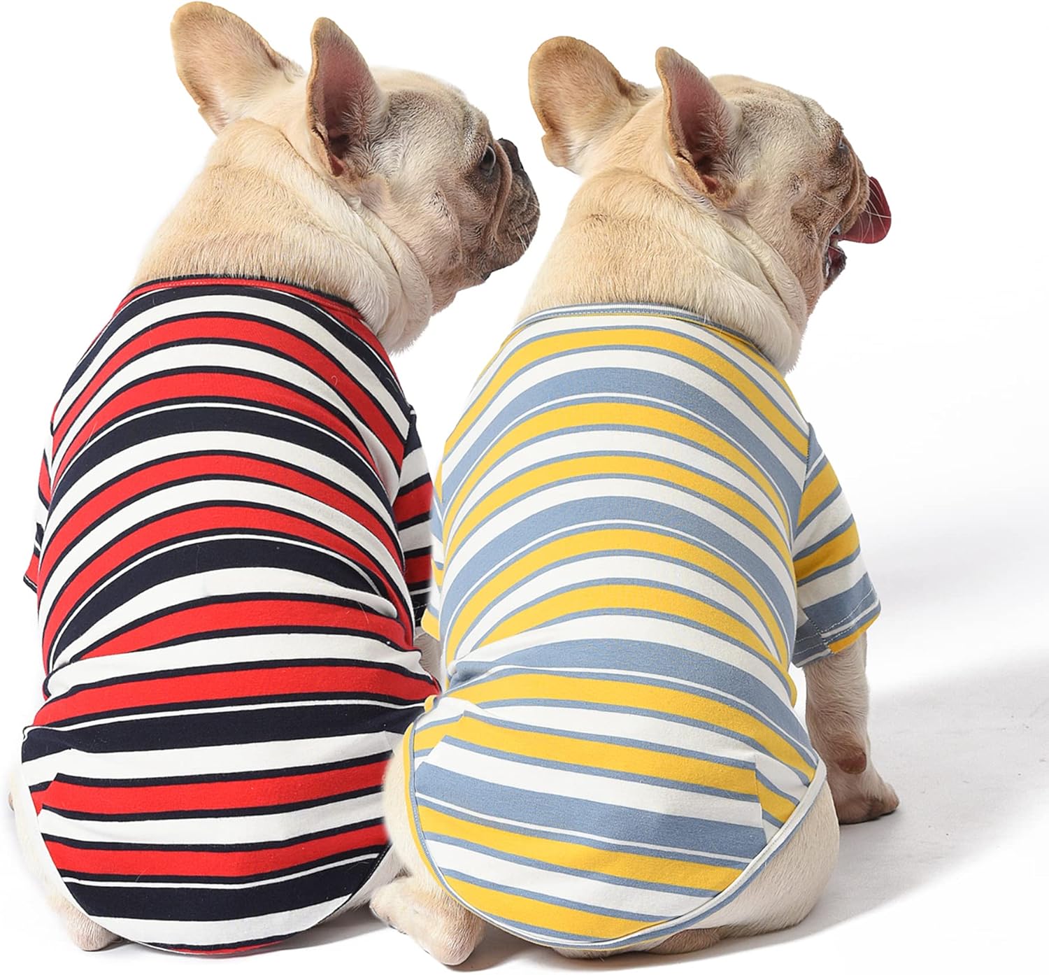 Dog Shirts Cotton Striped T-Shirt, Summer Pet Clothes for Small Dogs, 2-Pack Soft Puppy Apparel Cat Tee, Breathable Stretchy, Red Yellow M - Image 2